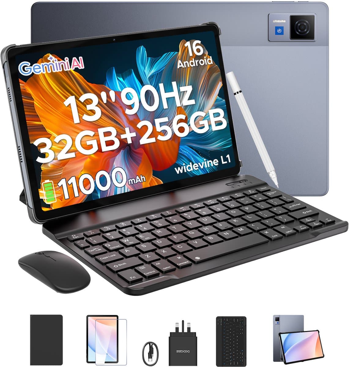 DOOGEE U13 VIP - Android Tablet - gaming tablet - 13 inch - met toetsenbord/gamepad/muis- 32GB RAN + 256GB ROM /2TB - 11000mAh - vier speakers -13MP + 5MP camera - octa core - 2.4G+5G Wifi - Bluetooth 5.0 - Face ID — afbeelding 1