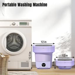 Allero Mini Wasmachine - Draagbare Wasmachine - Draagbare Droger - 2-in-1 - 11 Liter - Opvouwbaar - Paars - Zacht Geluidsniveau — thumbnail 3