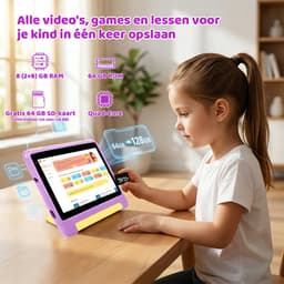 Kindertablet 7 inch - 128GB (64GB+64GB) + 8GB RAM - Tablet - Inclusief Beschermhoes en 64GB SD-kaart - Ouderlijk Toezicht & Lange Batterijduur - Paars — thumbnail 11