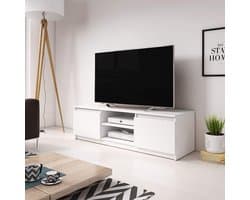 Witte TV Lowboard met Moderne Ontwerp - 120 x 35,5 x 38 cm