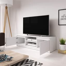 Witte TV Lowboard met Moderne Ontwerp - 120 x 35,5 x 38 cm — thumbnail 2