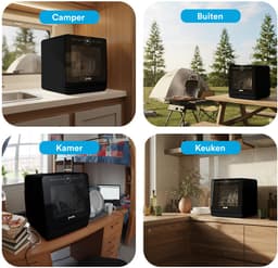 Joula Mini Vaatwasser met Waterreservoir - 8 Wasprogramma's - 5 Couverts - Kleine Smalle Vrijstaande Afwasmachine - Camping - Zwart — thumbnail 9