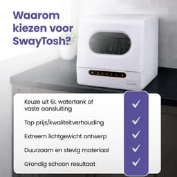 SwayTosh Mini Vaatwasser DTX-4 – 2026 – Mini Afwasmachine Vrijstaand – Met Waterreservoir – Washing Machine – Vrijstaande Vaatwasser – Dishwasher – Kleine Vaatwasser – Vaatwasmachine — thumbnail 7