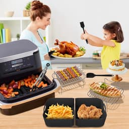 Airfryer Accessoires Set 15-delig – Geschikt voor Ninja Foodi AF500EU FlexDrawer 10,4L & COSORI TwinFry 10L – Inclusief Siliconen Matten, Grillrek & Spiesen — thumbnail 4