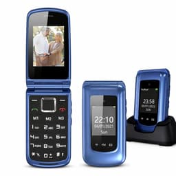 4G - Senioren Klaptelefoon - Met Simkaart Geleverd - Mobiele Telefoon - Grote Toetsen - Met Oplaadstation - Zwart met Zilver - Big button GSM — thumbnail 1
