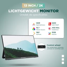 Remodius® Portable Monitor - 13 Inch 2K - Ultralicht en Superdun - Draagbare Monitor voor Laptop met Ingebouwde Kick-Stand - USB-C & Mini HDMI - Extra Tweede Scherm - Plug & Play — thumbnail 5