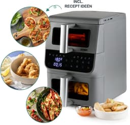 DOMO DO550FR Dubbele Airfryer XX - Heteluchtfriteuse - 3,5 + 6,5 L – 2500 W - Grijs — thumbnail 3