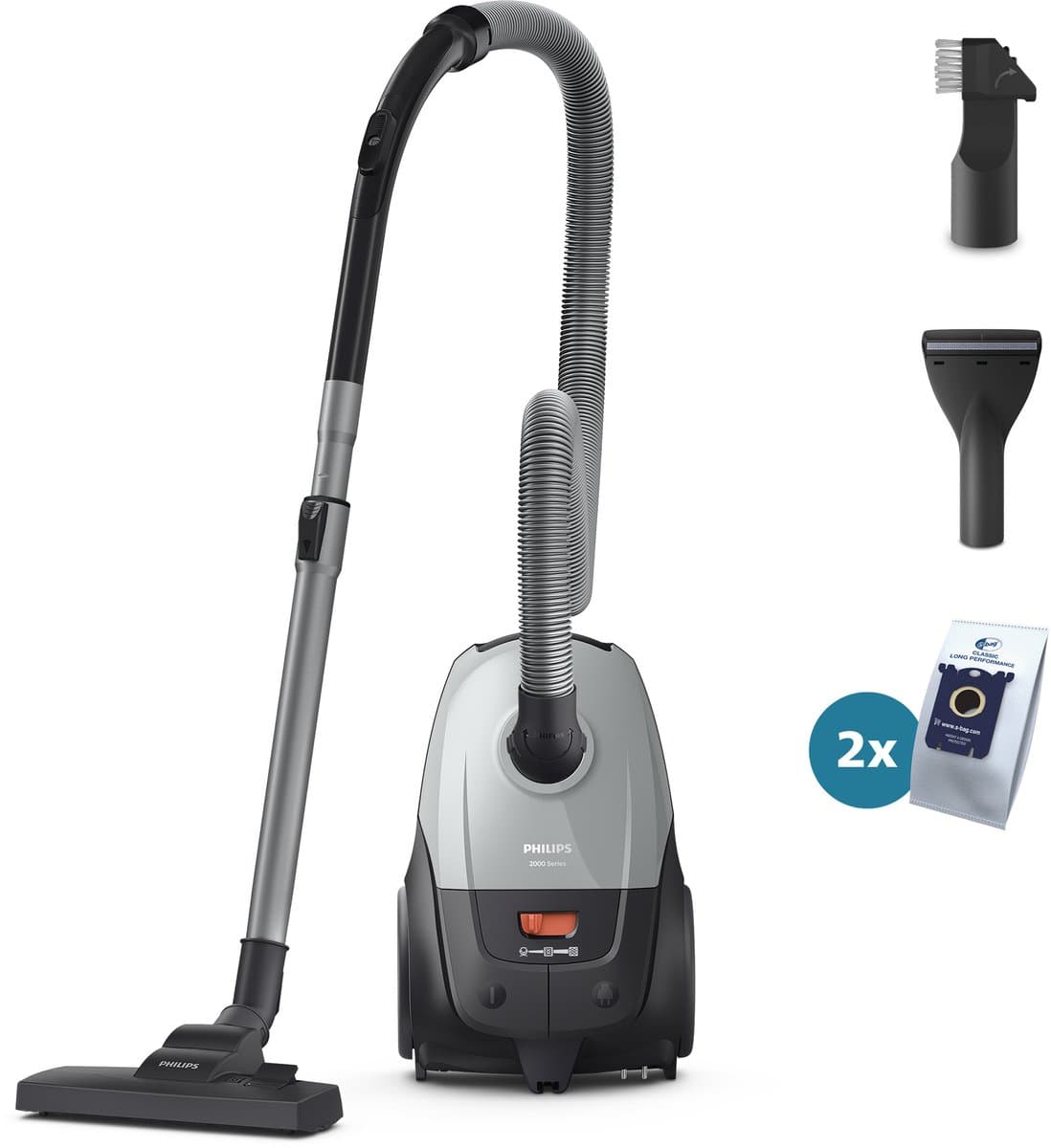 Philips 2000-Serie Stofzuiger met Zak - 800 W - Compact & Lichtgewicht - HEPA-filtersysteem - 9 meter bereik - Meubelmondstuk - Inclusief S-Bags - (XD2142/12) — afbeelding 1