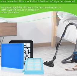 Filterset geschikt voor Philips PowerPro Compact and Power Pro Active en City - Vervangt Stofzuigerfilter FC9331/09 - FC9332/09 - FC8010 - FC8010/02 FC8010/01 HEPA - Stofzuiger onderdelen - Motorfilter - Uitblaasfilter - Schuimfilter - 3 sets — thumbnail 2