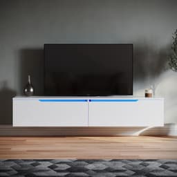 Zwevend Lowboard TV-meubel Wit Hoogglans met LED Verlichting — thumbnail 5