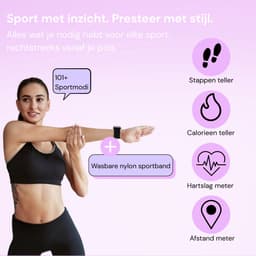 Kiraal Aura AMOLED Smartwatch voor Dames – 4 Bandjes (RVS, Nylon & 2x Siliconen) – Hartslagmeter – Stappenteller – Slaapmonitor – Multisport – Compatibel met Android & iOS – Zwart en Blauw — thumbnail 4