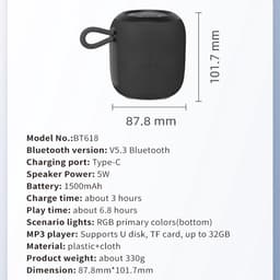 Draagbare Bluetooth Speaker- luidspreker - RGB-muzieklicht - Compact En IP4 Waterdichte-Bluetooth 5.3-Rood — thumbnail 6