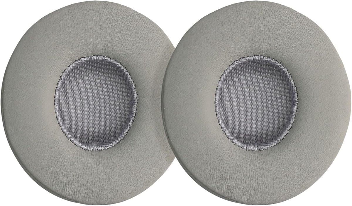2x Vervangende Kussens voor Hoofdtelefoon - Geschikt voor Beats Solo 2 & Solo 3 Draadloos - Schapenvacht Stof - Lichtgrijs — afbeelding 1