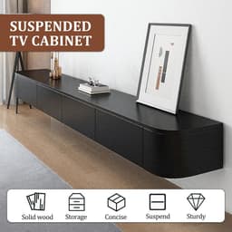 Moderne TV Kast 240 cm Zwart met 2 Laden en Klapdeuren — thumbnail 3