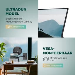 Remodius® Portable Monitor 16 Inch + Sleeve – Ultradunne 2.5K Draagbare Monitor – Reisdisplaybundel met Beschermhoes – USB-C & Mini HDMI – IPS Scherm, HDR, Ingebouwde Kickstand – Voor Laptop, Mac & Smartphone — thumbnail 7