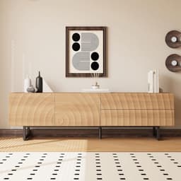 Tv-kast Lowboard - Televisiemeubel Commode - Woonkamer Opbergen - Greeploos Design 3D-textuur - 180 cm Breed - Natuurlijk — thumbnail 2