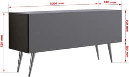 TV-meubel - Mediabox Kast - Woonkamer Opbergen - Eén Deur Plank - 100x52x32 cm - Antraciet Verchroomd — thumbnail 5