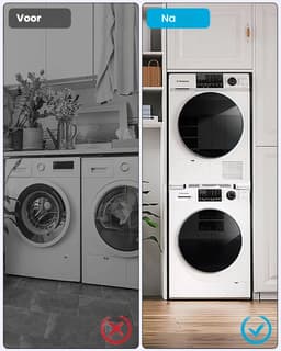 Wasmachine onderhoud-Universeel wasmachine-droger verbindingsframe - verstelbaar (51-76 cm) met uitschuifbaar rek​​-universeel tussenbouwframe voor wasmachine/drogers — thumbnail 4