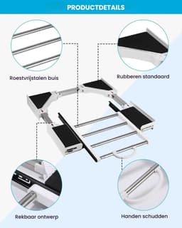 Wasmachine onderhoud-Universeel wasmachine-droger verbindingsframe - verstelbaar (51-76 cm) met uitschuifbaar rek​​-universeel tussenbouwframe voor wasmachine/drogers — thumbnail 5