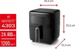 FRITEL Airfryer SnackTastic® 4303 – Compacte Airfryer / Heteluchtfriteuse 2,8L – 1200W – Voor 1-2 Personen – Digitaal Touchscreen – 8 Programma’s – Vaatwasserbestendig – PFAS-vrij – Zwart — thumbnail 10