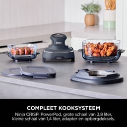 Ninja CRISPi 4-in-1 compact glazen kooksysteem - Airfryer, Roast, Recrisp, Keep Warm - Inclusief twee glazen schalen van 3.8L en 1.4L en bijpassende deksels - 2 Crisper-Plates - Blauw - FN101EUGY — thumbnail 11