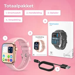 Nuvance Smartwatch Heren & Dames met Bluetooth - 45mm - Geschikt voor alle Smartphones - Stappenteller & Hartslagmeter - Roze — thumbnail 11