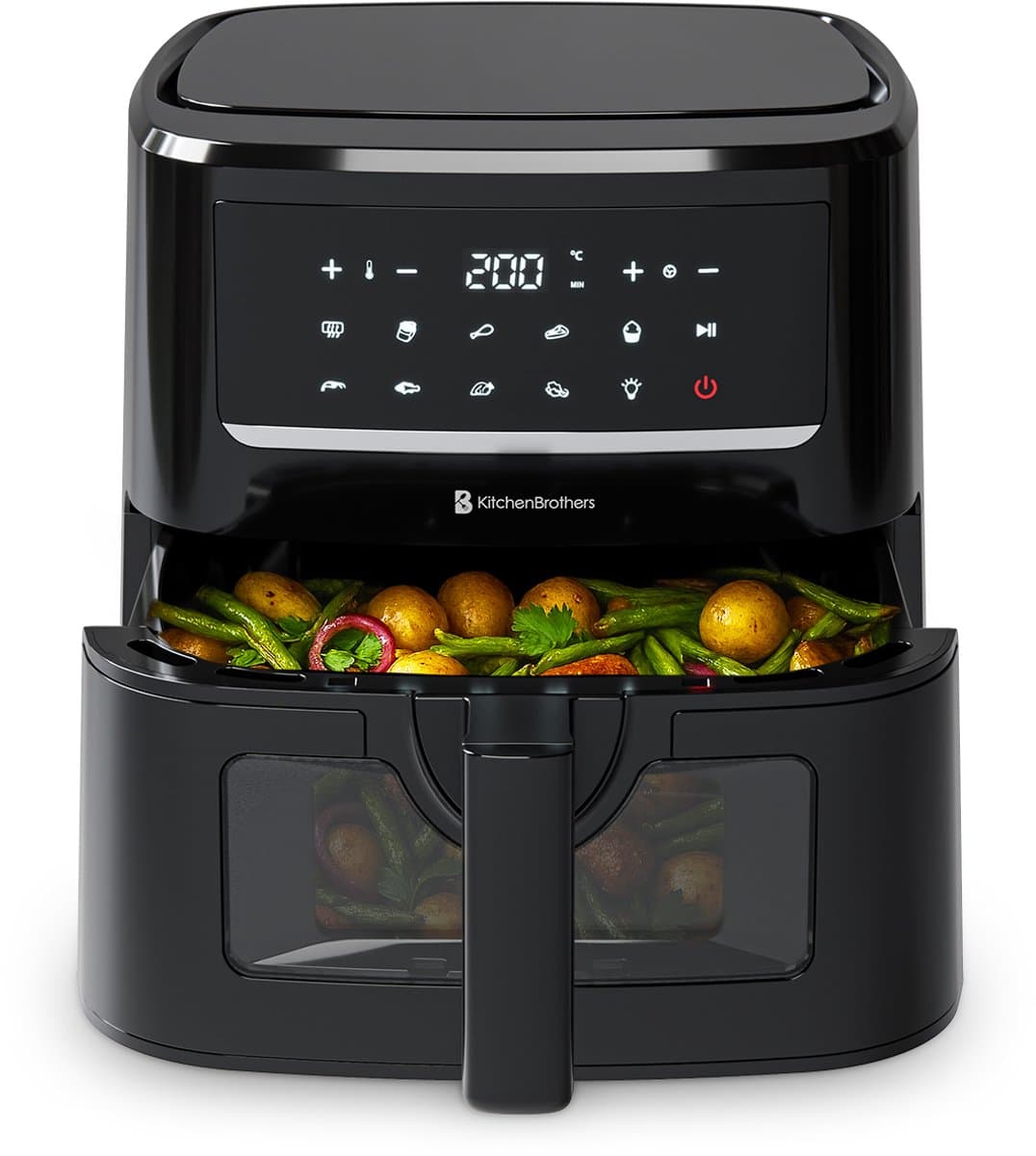 KitchenBrothers Airfryer XXL - PFAS-Vrij - 1800W - 7.5L - Heteluchtfriteuse - Dual Heating - 50ºC tot 200ºC - 10 Kookprogramma's - Zwart — afbeelding 1