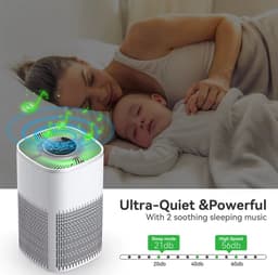 Smart Air Purifier DN-905 - Luchtreiniger met HEPA-filter - Voor Baby & Slaapkamer - Stil (≤ 65 dB) - App & Afstandsbediening - 36 m² Dekking - Wit — thumbnail 6