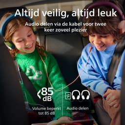 PHILIPS TAK2000MP - On Ear bedrade opvouwbare hoofdtelefoon voor kinderen - beperkt volume, Audio delen, 3,5 mm- en USB-C-kabel meegeleverd - Magenta Purper — thumbnail 2