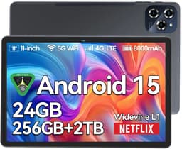 KINGRID Tablet - W90 Tablet - 24GB RAM - 256GB - 4G Dubbele Simkaart - WiFi 6 - 11 inch - 8000mAh- Android 15 -Octa Core - NETFLIX - Grijs — thumbnail 1