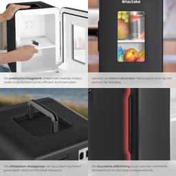 tectake® Mini-Autokoelkast - Draagbare minibar 14L - 2-in-1-functie: koelen en verwarmen - 5 tm 65 °C - Mini Koelkast - Elektrische Koelbox - 12v + 220/240v Aansluiting - Draagbare Campingkoelkast — thumbnail 4