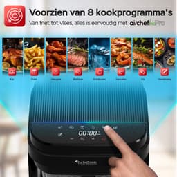 Turbotronic AFG5 Airfryer XXL met glazen bak- BPA & PFAS Vrij - 5.5L - Heteluchtfriteuse - Dual Heating - 40ºC tot 200ºC - 8 Kookprogramma's - Zwart — thumbnail 3