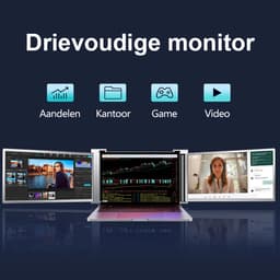 Virello® Portable Monitor Pro 2025 - 2x Full‑HD IPS 15,6″ scherm - Voor Laptops van 15.6" t/m 18.1" - Laptopscherm uitbreider - USB-C/USB-A & HDMI - Inclusief Hoes & Kabels - Grijs - 2 jaar garantie — thumbnail 7