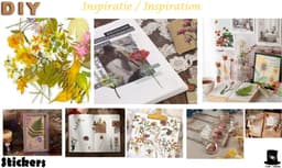 Bob Online ™ - 40 Stuks – Deco Stickers - Geel Bloemenstickers PET – Transparant Bloemstickers voor Scrapbooking, Kaarten Maken, Inpakken, DIY Ambachten, Waterflessen, Telefoonhoesjes, Laptops – Flower Stickers PET – Retro Floral Stickers Yellow — thumbnail 3