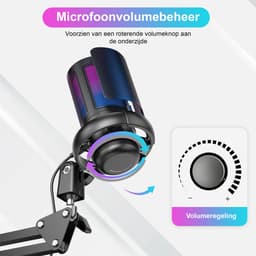 Strolox® Microfoon met arm - USB - gaming - RGB Condensatormicrofoon - met Mute-Knop, Popfilter, Microfoonarm - Luxe microfoon — thumbnail 2