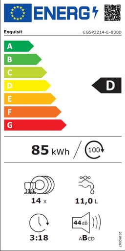 Exquisit EGSP2214-E-030D - Inbouw Vaatwasser - Auto-Open - Volledig geïntegreerd - 14 Couverts - 60cm - D label — thumbnail 2