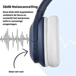 WiseQ ANC Koptelefoon Kinderen – Actieve Noise Cancelling – Draadloze Koptelefoon Kind – 35u Bluetooth – Hufterproof – Over Ear - Geluidsdempende koptelefoon met Microfoon - Blauw — thumbnail 8