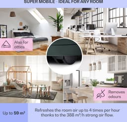 Klarstein mobiele airconditioner, 5-in-1 airconditioner, ventilator, luchtontvochtiger, luchtreiniger & nachtmodus, app-bediening, vlakke airconditioner met luchtafvoerslang, airconditioner, 11.500 BTU, antraciet,3 kW voor 51 m² 50 dB — thumbnail 3