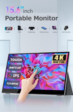 Lipa AX-60T portable monitor 4K Ultra HD 15.6 inch - Met Touchscreen - Draagbare monitor - Computerscherm - Beeldscherm - Portable monitoren - HDMI - 2x USB C & 1x Micro usb - Hoes en kickstand - Ook voor consoles - 3840 x 2160 UHD - Dual speakers — thumbnail 7