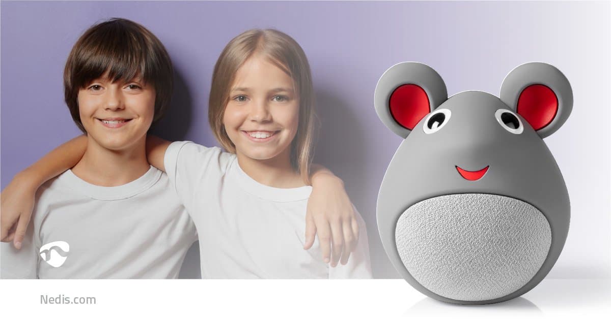 Nedis Bluetooth®-Speaker - Maximale batterijduur: 3 uur - Handheld Ontwerp - 9 W - Mono - Ingebouwde microfoon - Koppelbaar - Animaticks Melody Mouse - Grijs — afbeelding 1