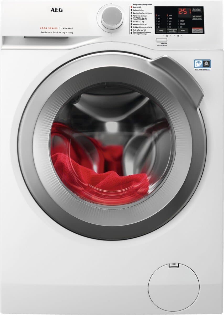 AEG L6FBI86BPS wasmachine Voorbelading 8 kg 1351 RPM Wit — afbeelding 1