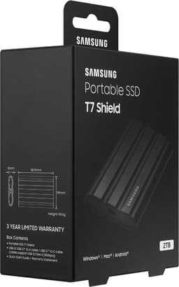 Samsung Portable T7 Shield - Externe SSD - USB C 3.2 - Inclusief USB C en USB A kabel - Geschikt voor iPhone USB C - 2 TB - Zwart — thumbnail 13