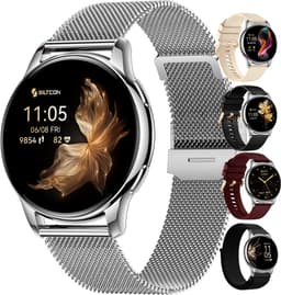 Siltcon® Auréa Smartwatch Dames & Heren - Horloge Dames - Stappenteller Horloge Dames - Hartslagmeter - Slaapmonitor - Saturatiemeter - Geschikt voor iOS/Android - AMOLED - RVS - Elke pols - Incl. 5 Bandjes — thumbnail 1