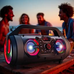Audiocore AC875 Bazooka Draagbare Bluetooth-luidspreker Boombox 30W (20W + 5Wx2) IPX4 Spatwaterdicht / Radio / microSD / Aux-In / USB / Verlichting / Microfoonpoort / Afstandsbediening — thumbnail 8