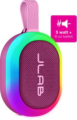 JLab Pop Mini Bluetooth Speaker Draadloos - Draagbare Muziekbox - 8 uur Batterijduur - 5 Watt - IPX6 Waterproof - Multipairing - Instelbare Party Lights - App Equalizer - Roze — thumbnail 1