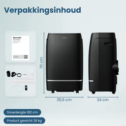 Auronic Mobiele Airco - 12.000 BTU - 4-in-1 - Airconditioning met 2 Raamafdichtingskits - Ventilator - Ontvochtiger - Tot 35m² - Zwart — thumbnail 8