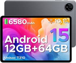 DOOGEE TAB A9 - Tablet - Android 15 - 12GB RAM + 64GB ROM（2TB/TF） - 10 Inch - 6580 mAh - 5G WiFi - Tablet Unisoc T310 - Dubbele Luidspreker - 3,5 mm aansluiting - Face ID - Grijs — thumbnail 1