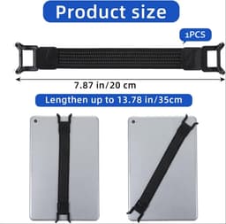 Antislipband voor tablets - 3*20 cm - Geschikt voor tablets van 7,8 tot 13 inch - Veiligheidsband voor tablets - Ook geschikt voor mobiele telefoons en e-readers - Bediening met één hand - Voorkomt vallen - Vermindert de druk op de vingers — thumbnail 4