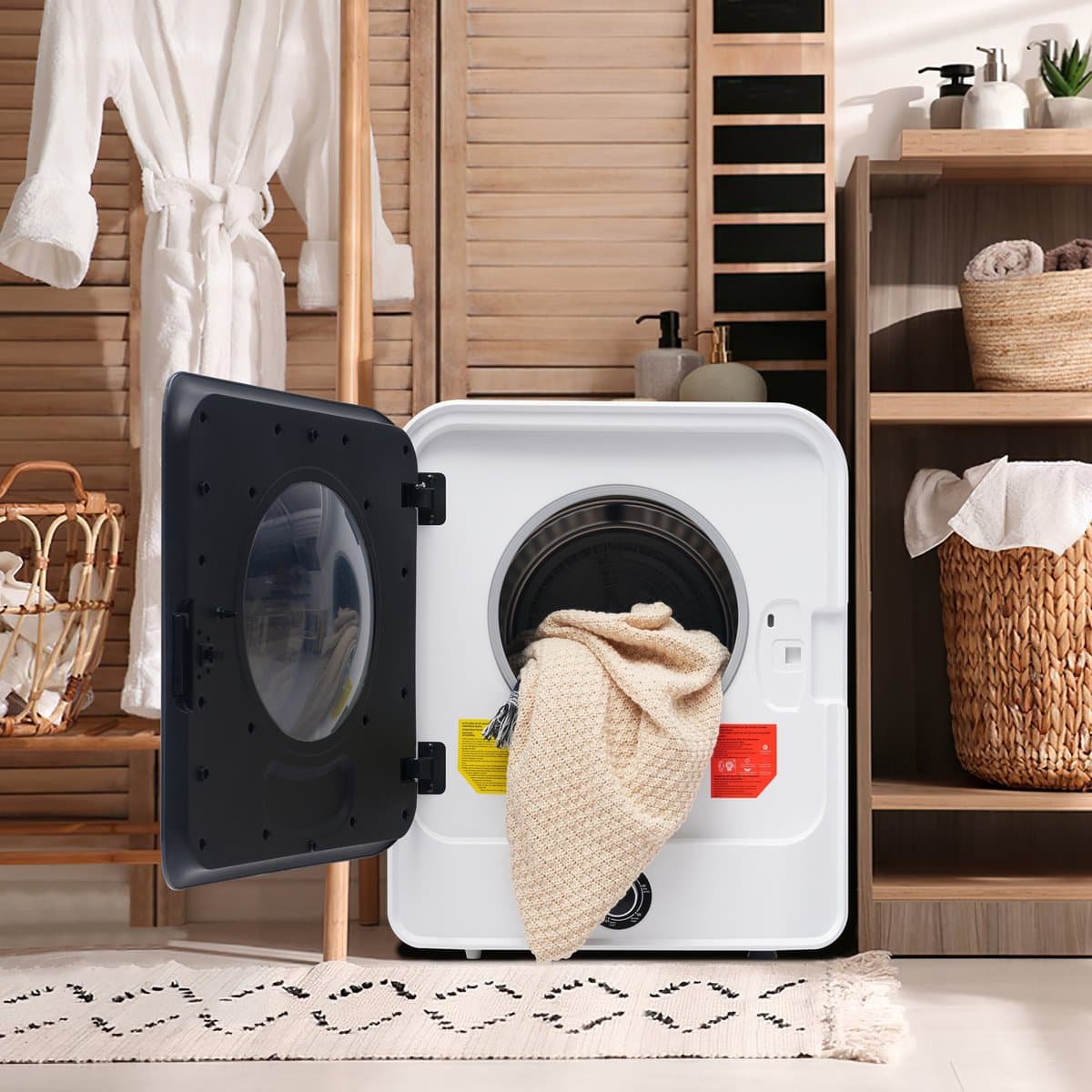 Re-purelife® Compacte Wasdroger met Afvoer voor Kleine Ruimtes - 3 kg Capaciteit (uitbreidbaar tot 4,5 kg) - 5 Programma's - Energieklasse G - Geschikt voor Opbouw of Opstelling - Stille Werking - 49.5*43.5x59.5 cm - Wit — afbeelding 1