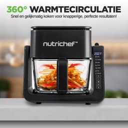 NutriChef 3,8 Liter Airfryer & Grill – 7-in-1 Voorgeprogrammeerde Kookstanden – Transparante Glazen Frituurkom – Zwart — thumbnail 8